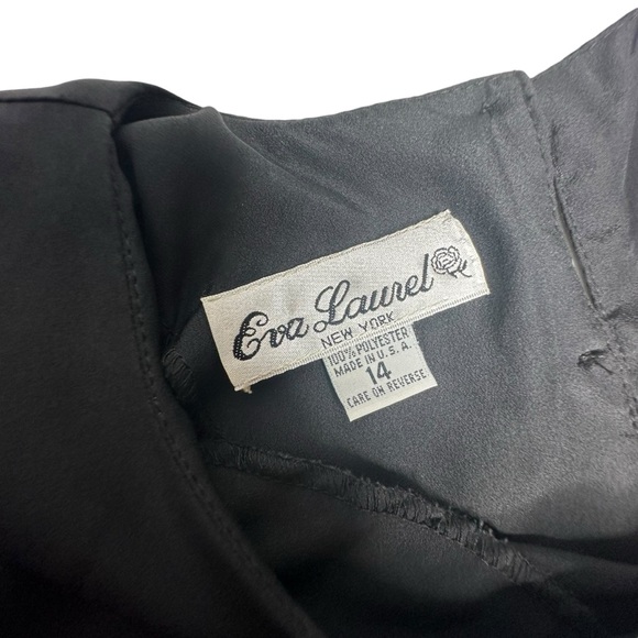 Vintage 80’s Eva Laurel NY Satin Black Blouse 14 - Picture 11 of 12